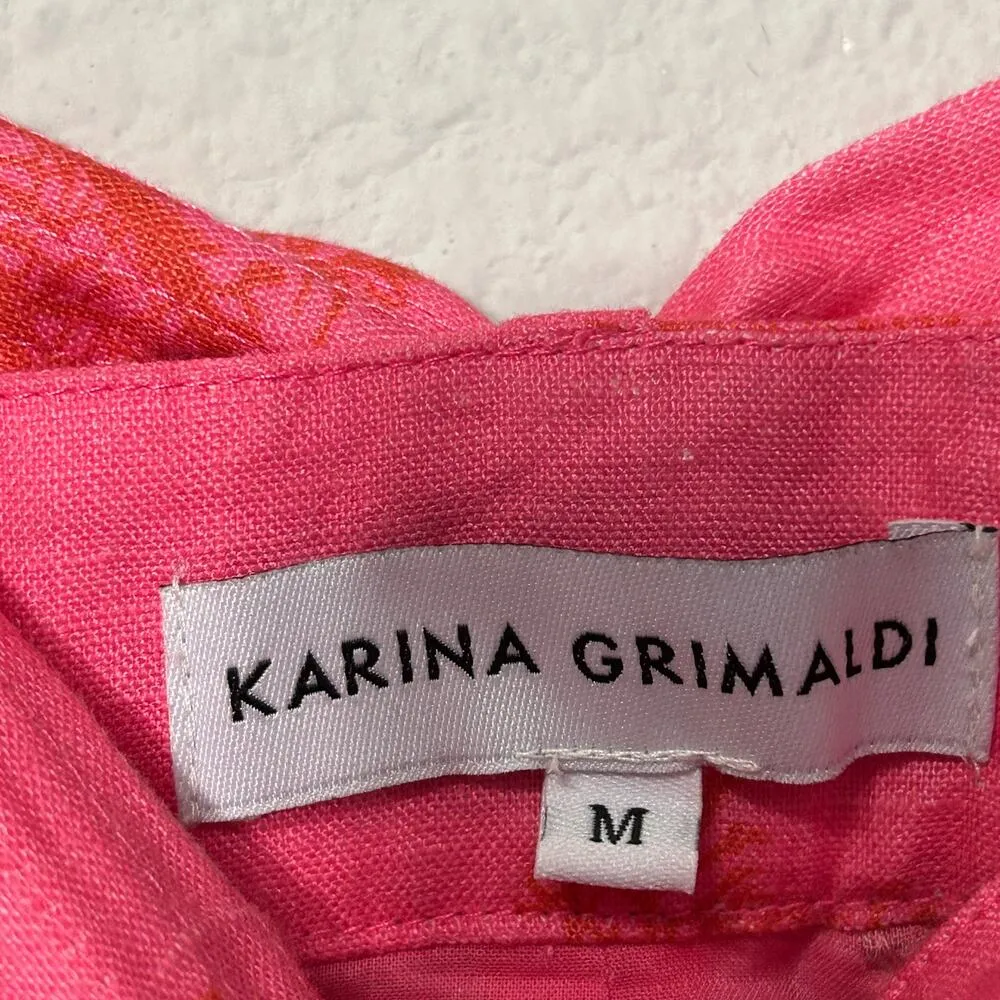 Karina Grimaldi Linen Dress Shorts Coral Reef Belted Barbicore Medium Beachy - Image 4