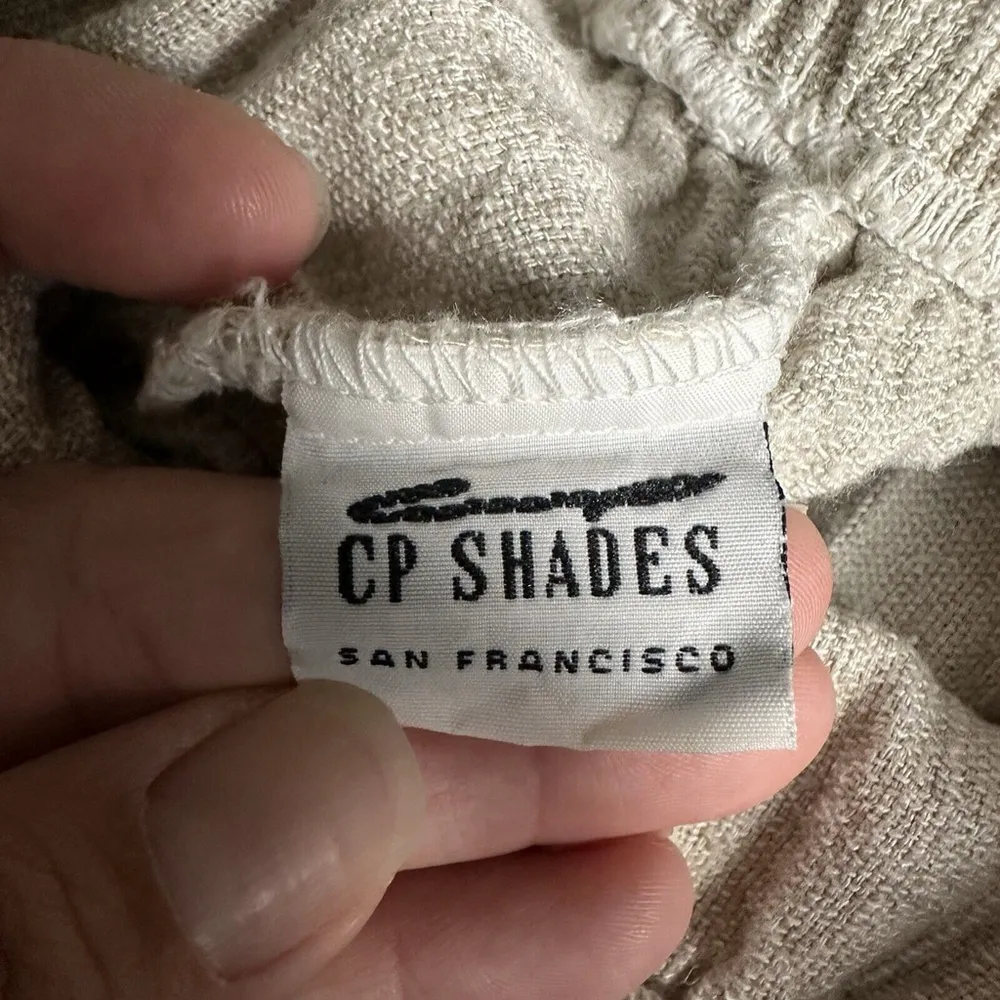 Linen Blend Top Pants Set Oatmeal Tweed Embroidered Long Sleeve Small - Image 12