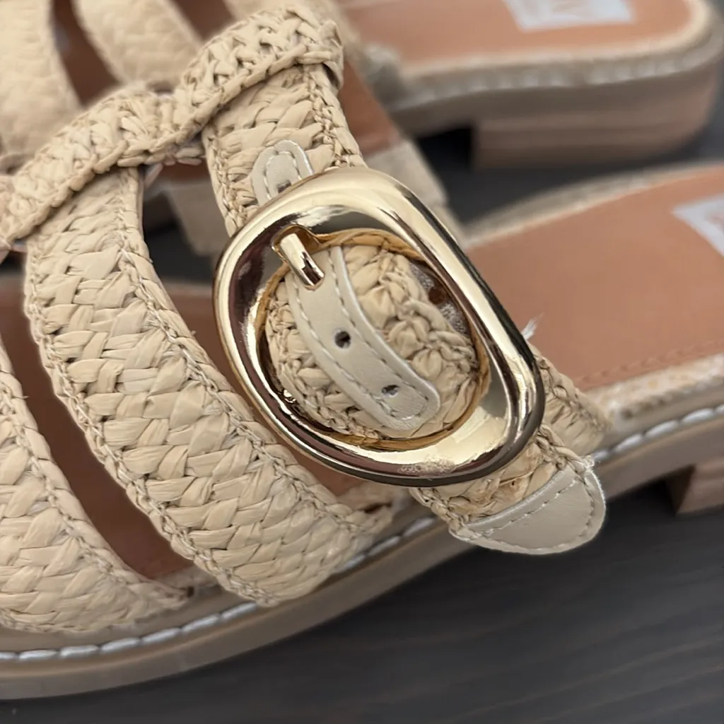 DV By Dolce Vita Falcon Raffia Buckle Mules Slip On Natural Size 8 Tan - Image 5