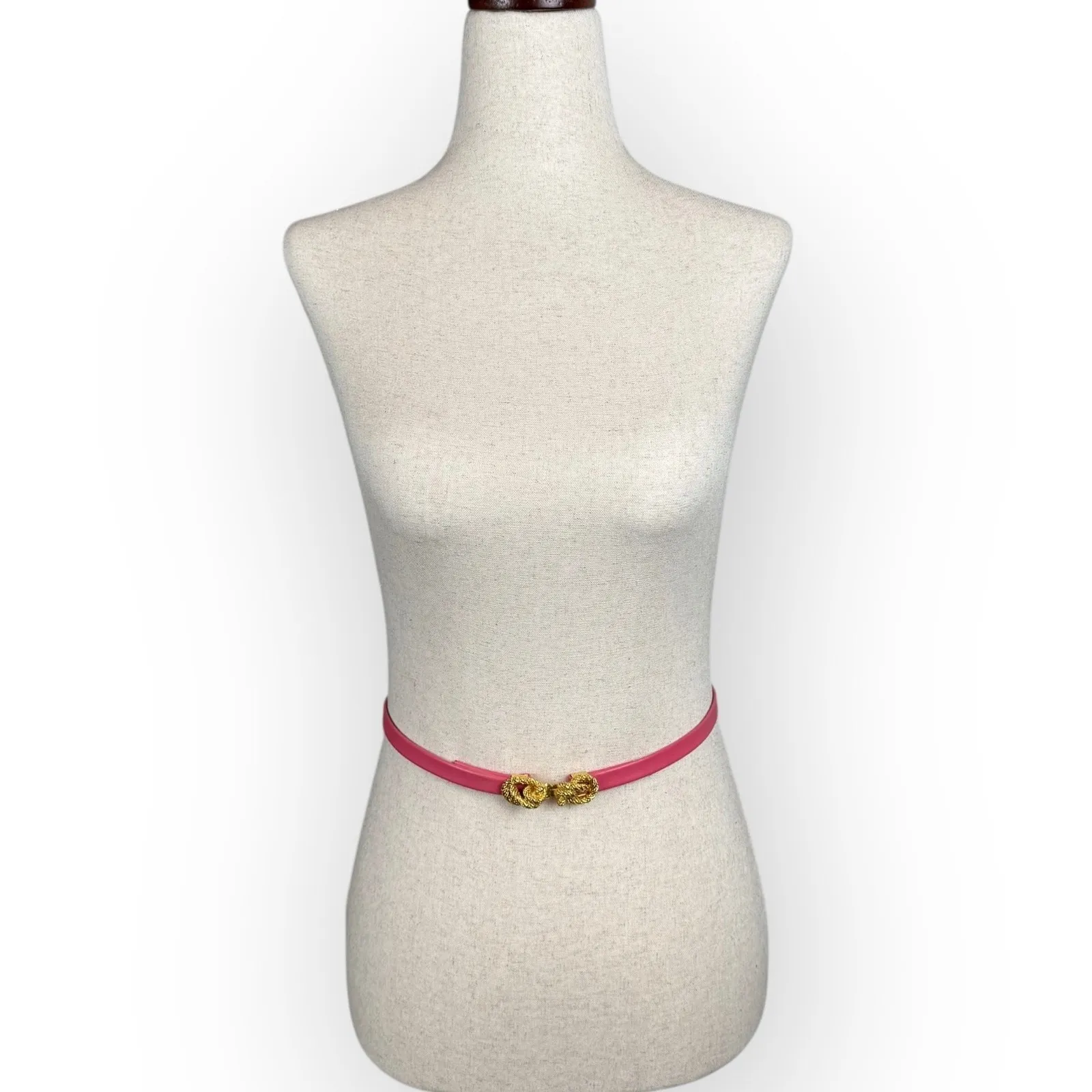 Vintage Authentic Mimi di N Pink Belt Gold Rope Buckle Signed 1980s Designer - Image 4