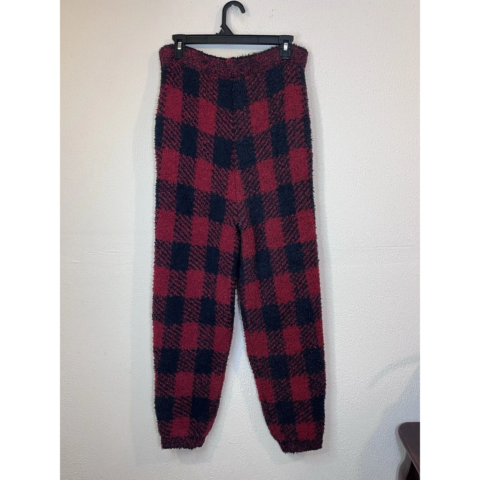 SKIMS Cozy Knit Women’s Lounge Set Brick Buffalo Check Size S/M Red Black - Image 9