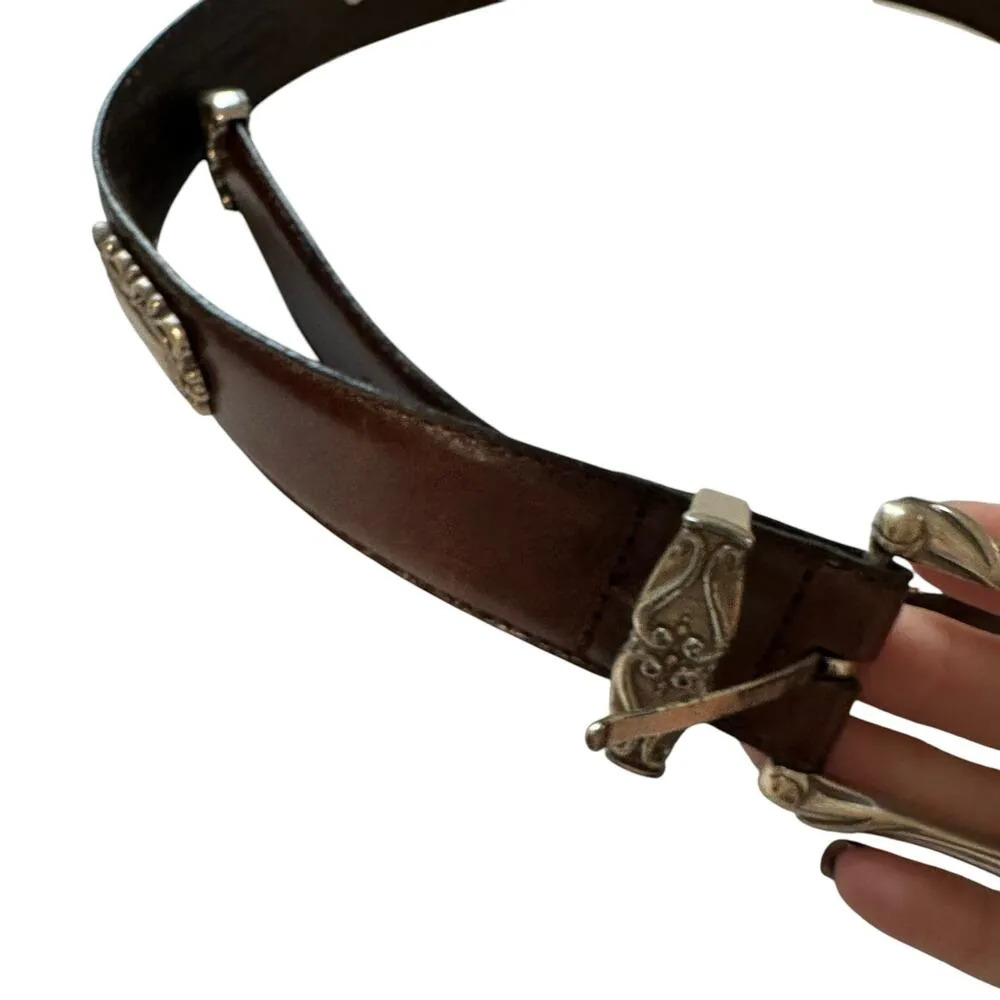 Vintage 90s Y2K Fossil Leather Belt 33 in long 1 in wide Western Boho Preppy - Image 4