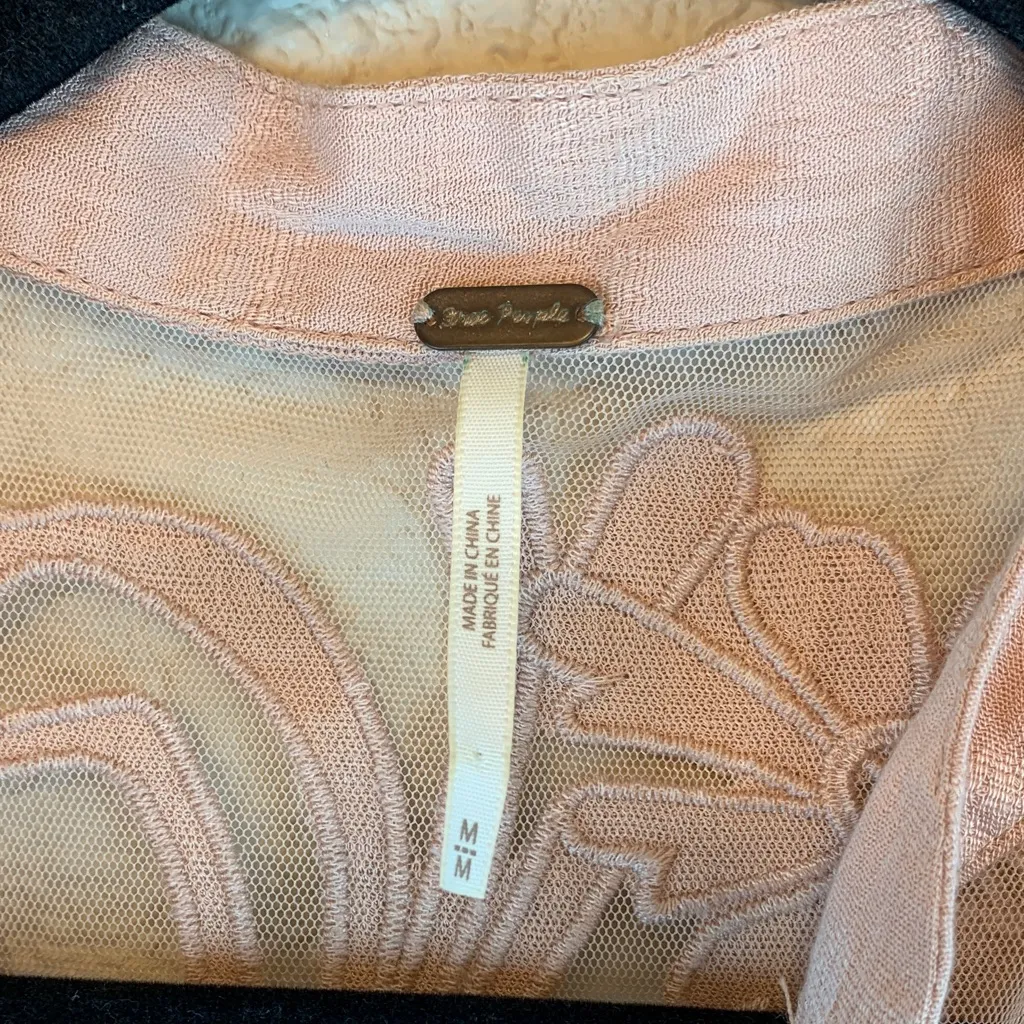 Free People pink Tank sz M sheer boho festival western country concert girly - Image 2