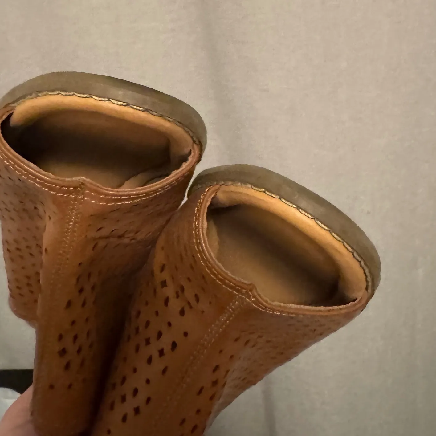 Dr Scholls sz 8.5 Womens Brown Cut Out Leather Open Toe Slip On Heels Chic Comfy - Image 10