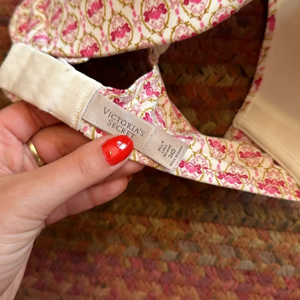 VICTORIAS SECRET PINK DAMASK BOW PRINT IPEX LINED NO WIRE BRA - Image 4