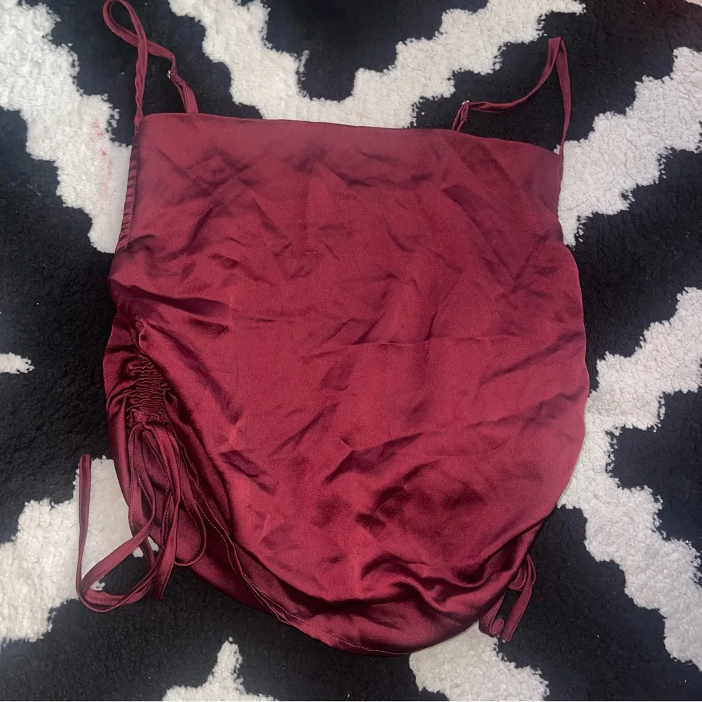 Women's Burgundy Satin top - Image 6