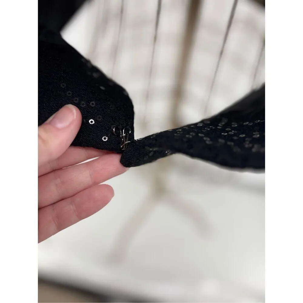 Esprit  Black Sequin Women’s Bolero Jacket Blazer Size 8 Vintage - Image 8