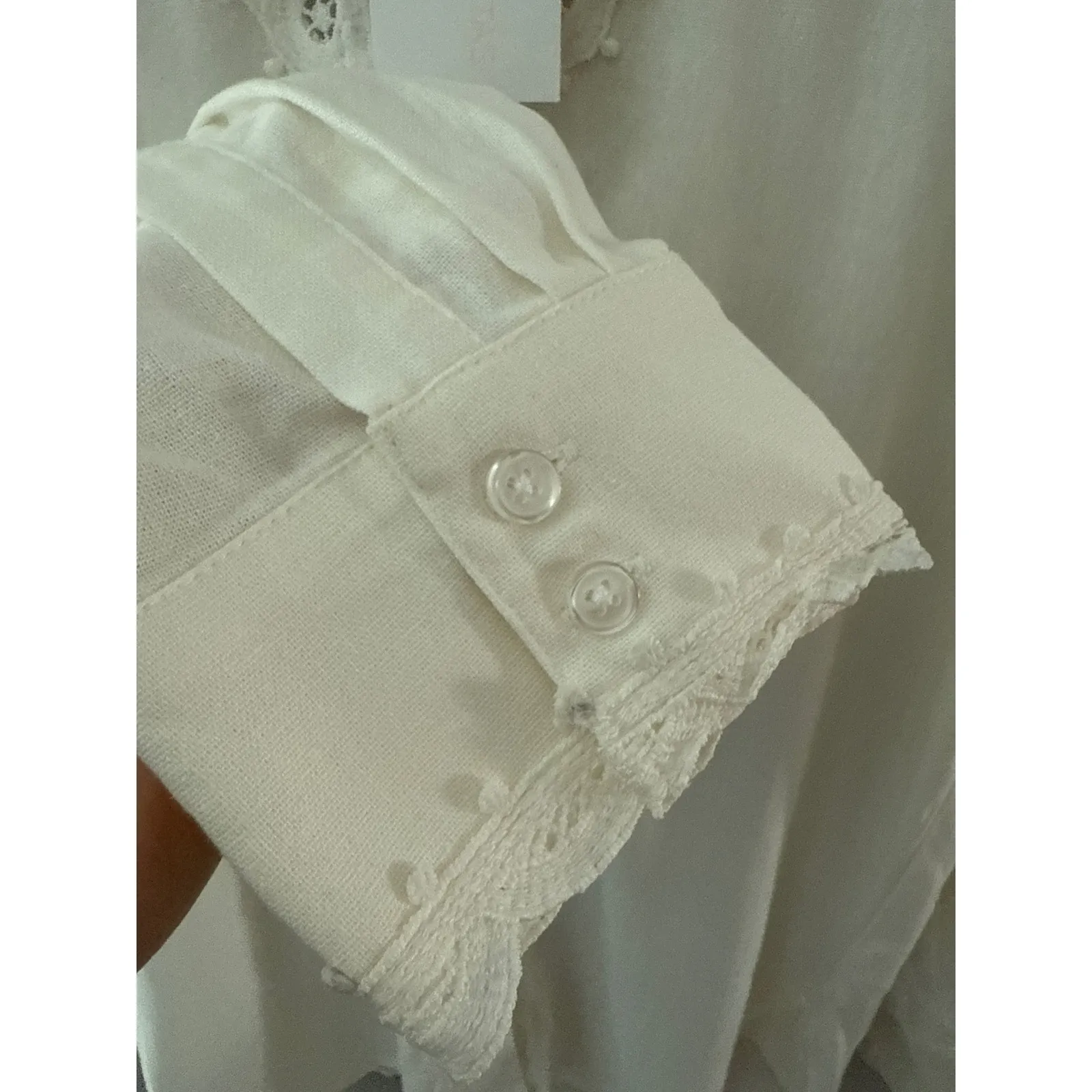 Caroline Constas Lace Embroidered Button Up Blouse White Size Medium - Image 11