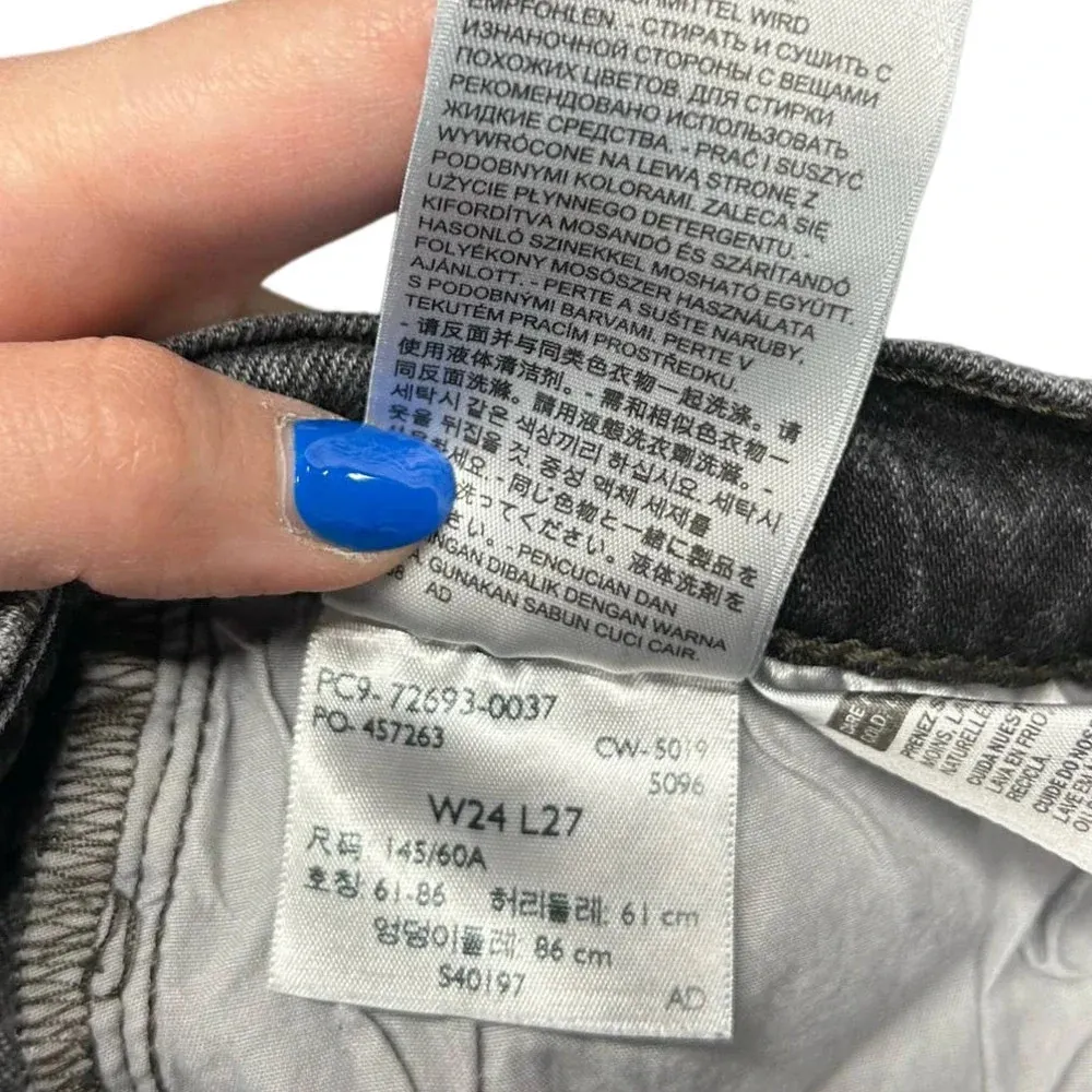 Levi's‎ Ribcage Straight Ankle Jeans Charcoal Gray Black Wash Size 24 - Image 12