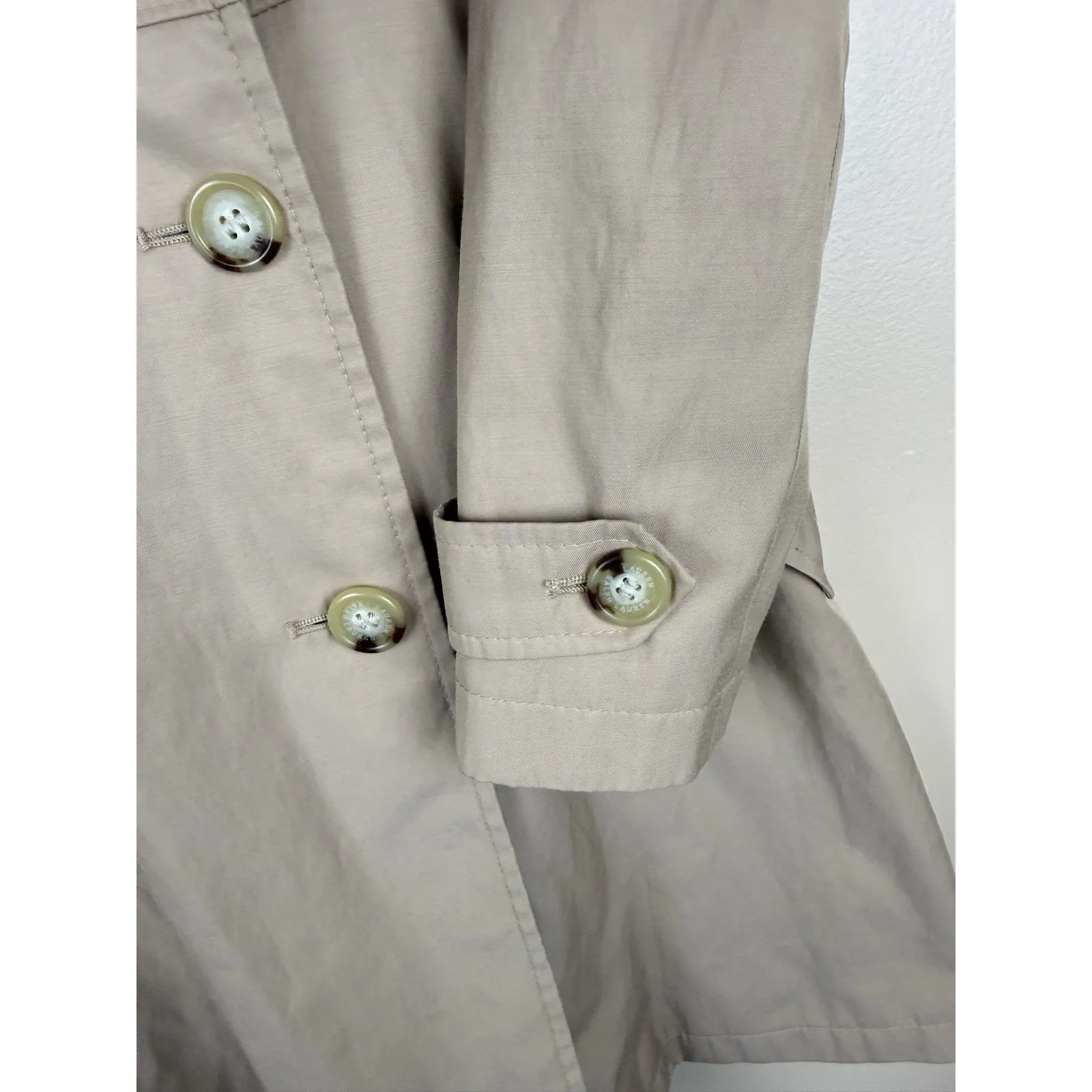 Lauren Ralph Lauren Trench Coat Womens XXS Beige (Tan) Belted Double Breasted - Image 6