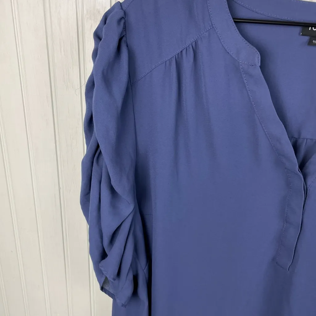 Torrid Harper Georgette Ruched Short Sleeve Blouse Blue Plus Size 3X Business - Image 5