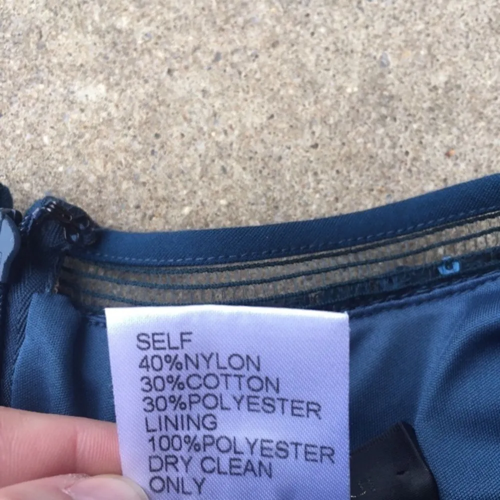 Tadashi Shoji Sequin Floral Brocade Cocktail Dress Womens 4 Navy - Image 8