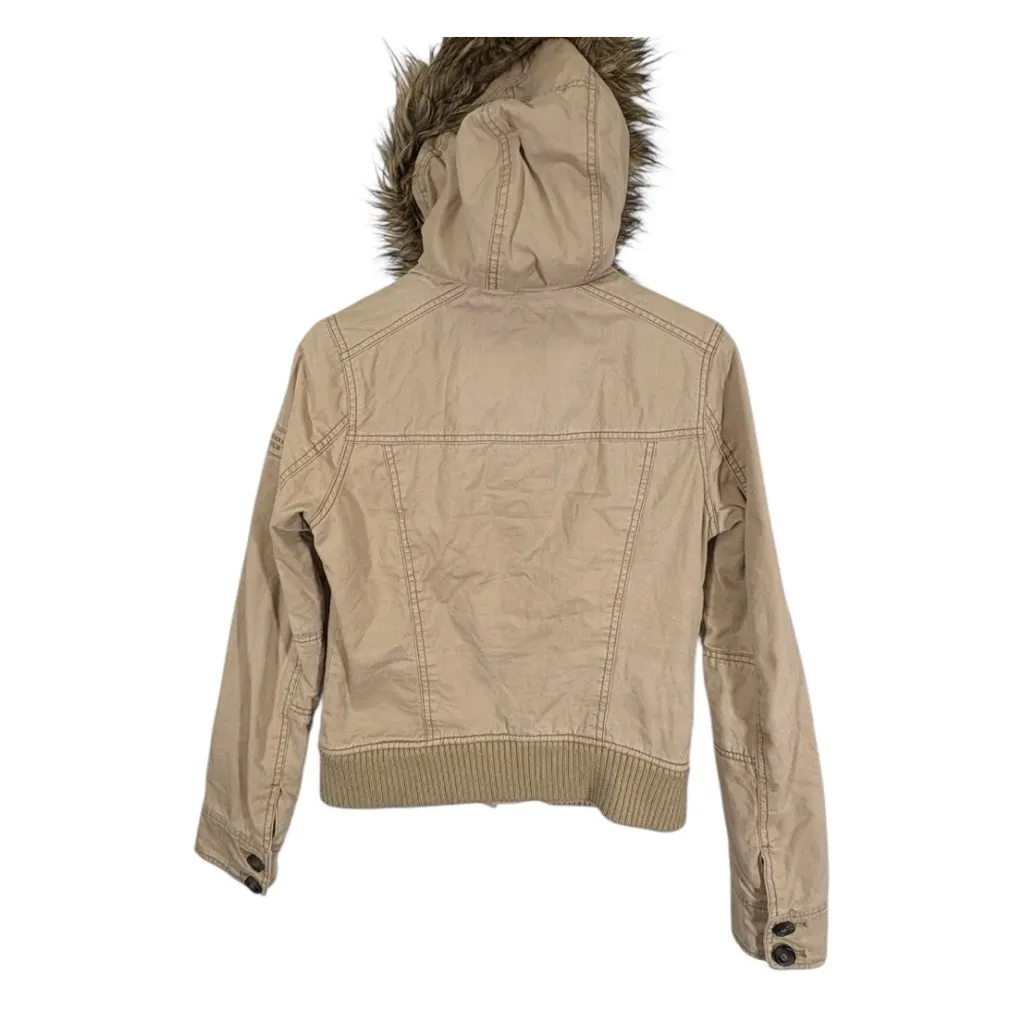 Vintage Abercrombie & Fitch Y2k Jacket with Faux Fur Trim Hood Size medium - Image 2