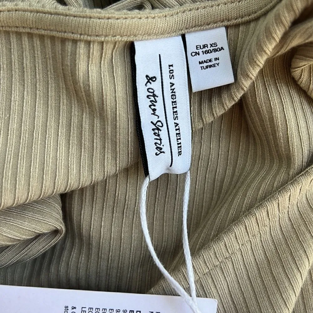 & Other Stories asymmetrical Cutout Detail Rib Top in Beige Size X-Small - Image 6