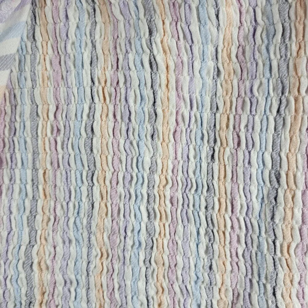 Vintage Havana Crop Top Womens Large Multicolor Stripe Smocked V Neck Button NWT - Image 8