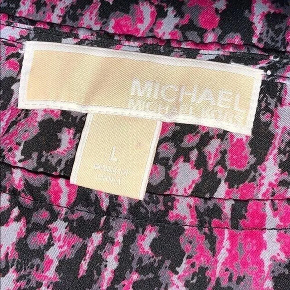 Michael Kors Womens Blouse Top Shirt Chain Cold Shoulder Cinch Sleeve Large - Image 7