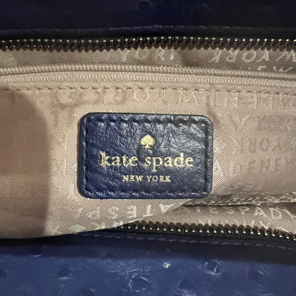 Kate Spade Navy and Cream Tote Bag Ostrich Print Satchel Chain Shoulder Bag - Image 7