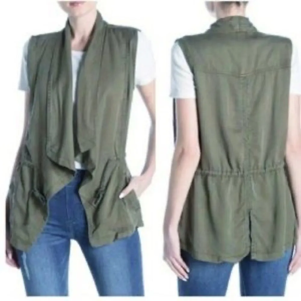 Max jeans Olive Green Tencel Drape Front Vest - Image 9