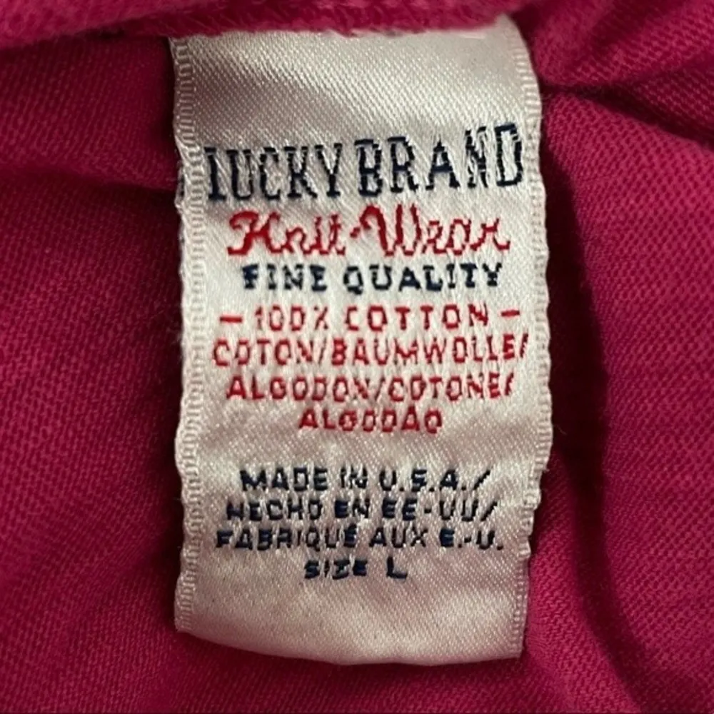 Lucky Brand Peace Heart Angel Wings Long Sleeve Shirt Pink Size Large - Image 8