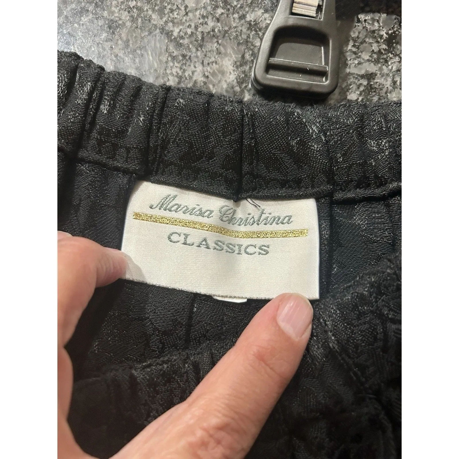 Vtge Pleated Damask Skirt Women’s Medium Whimsigoth Fairygoth Witchy Black Midi - Image 4