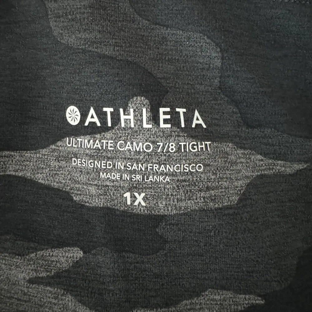 Athleta Pants Women 1X Black Gray Ultimate Camo 7/8 Tight Workout Gym Athleisure - Image 7