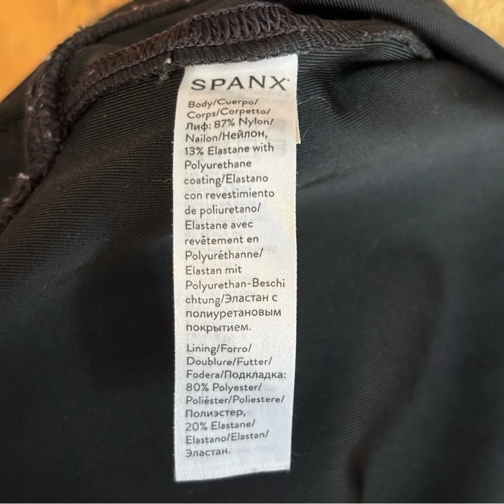 SPANX Black Shimmer Print Moto Leggings Sz S - Image 6