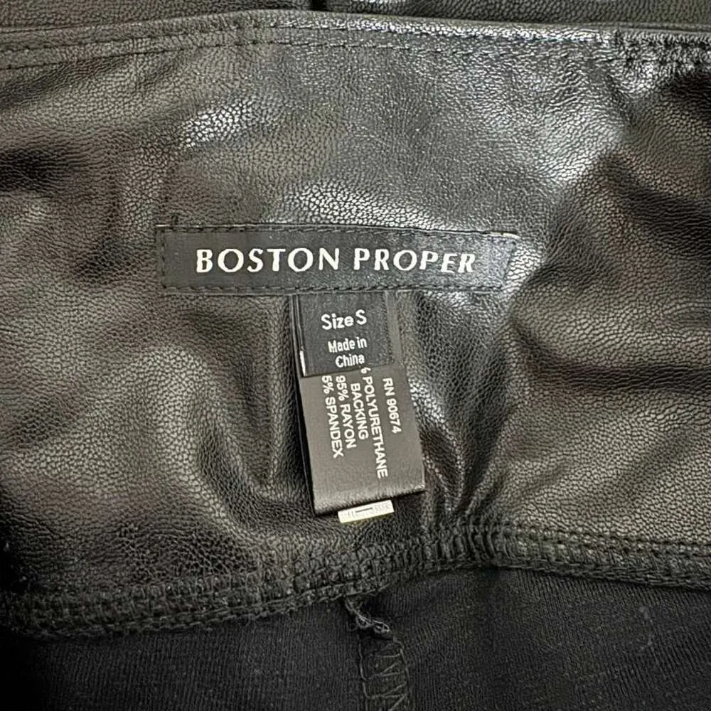 BOSTON PROPER Faux Leather Leggings Skinny Ankle Aspen Black Stretch EUC Small - Image 5