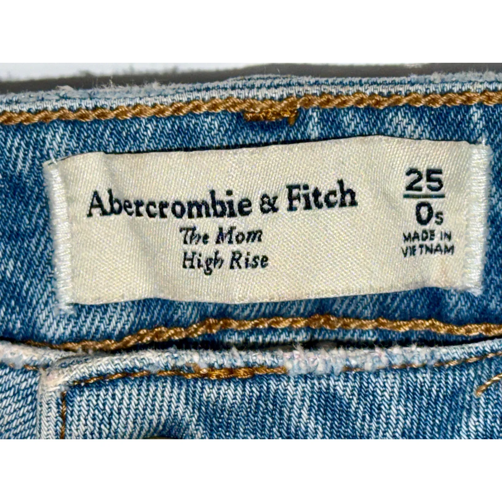 Abercrombie & Fitch The Mom High Rise Blue Straight Leg Jeans Womens 25 0 Short - Image 3