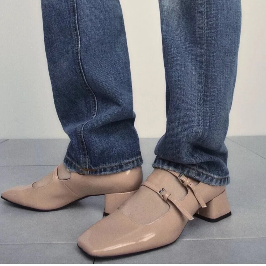 NWT Zara Block Heel Square Toe Mary Jane Faux Patent Leather‎ Shoes Size 8 - Image 13