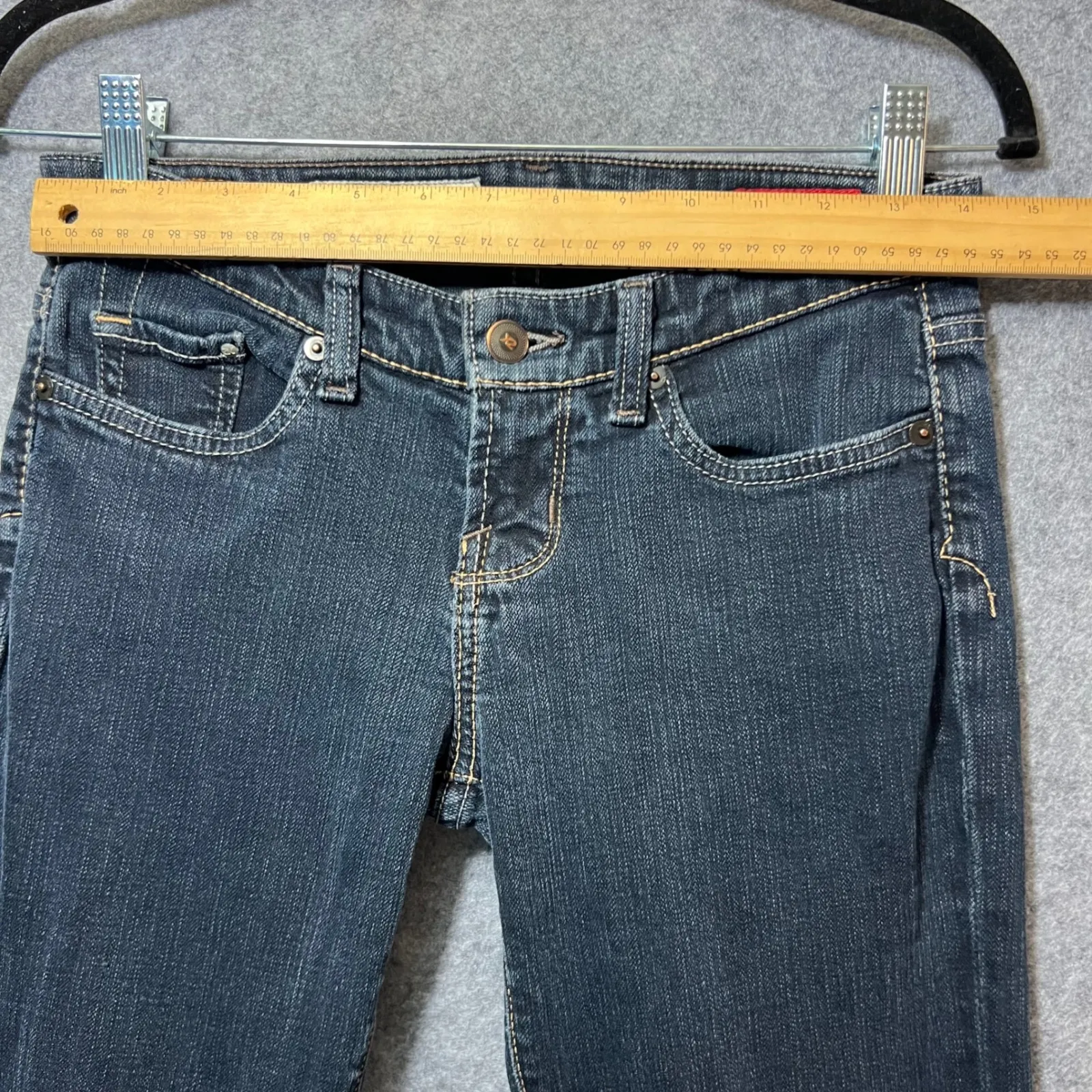Y2K Aeropostale X2 Slim Jeans Size 0 Long Low Rise Straight Leg Dark Wash Denim Blue - Image 2