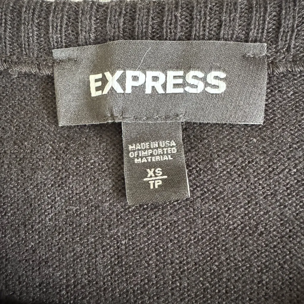 Express Black Off the Shoulder Boat Neck Tie Hem Sweater Size XS - Image 4