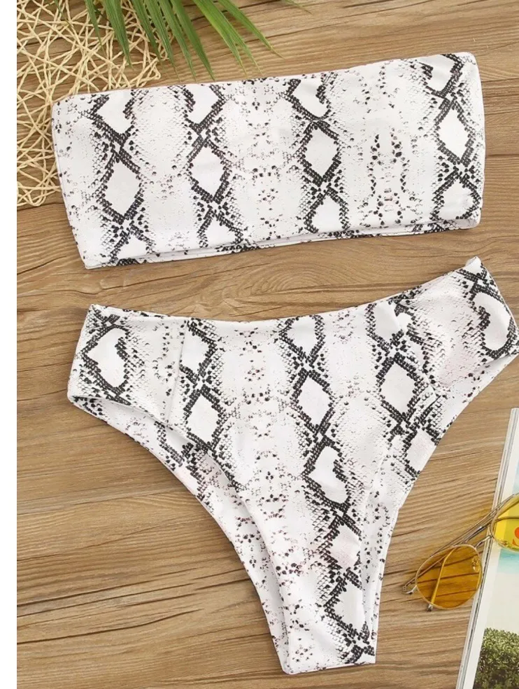 Snack skin bandeau high waist bottom bikini set Multiple - Image 3