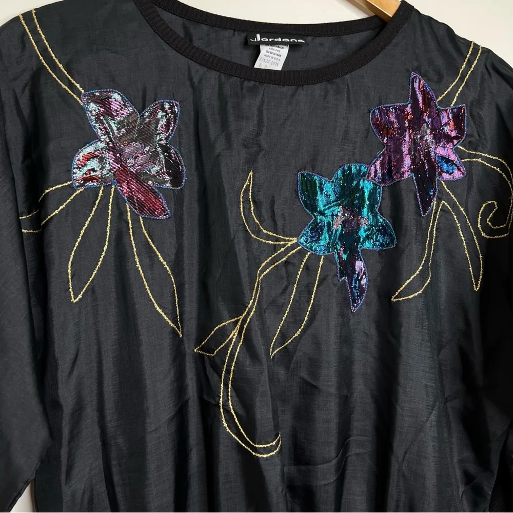 Vintage 80s Jordana Top Floral Design Dolman Sleeves Deadstock Woman’s Small - Image 3