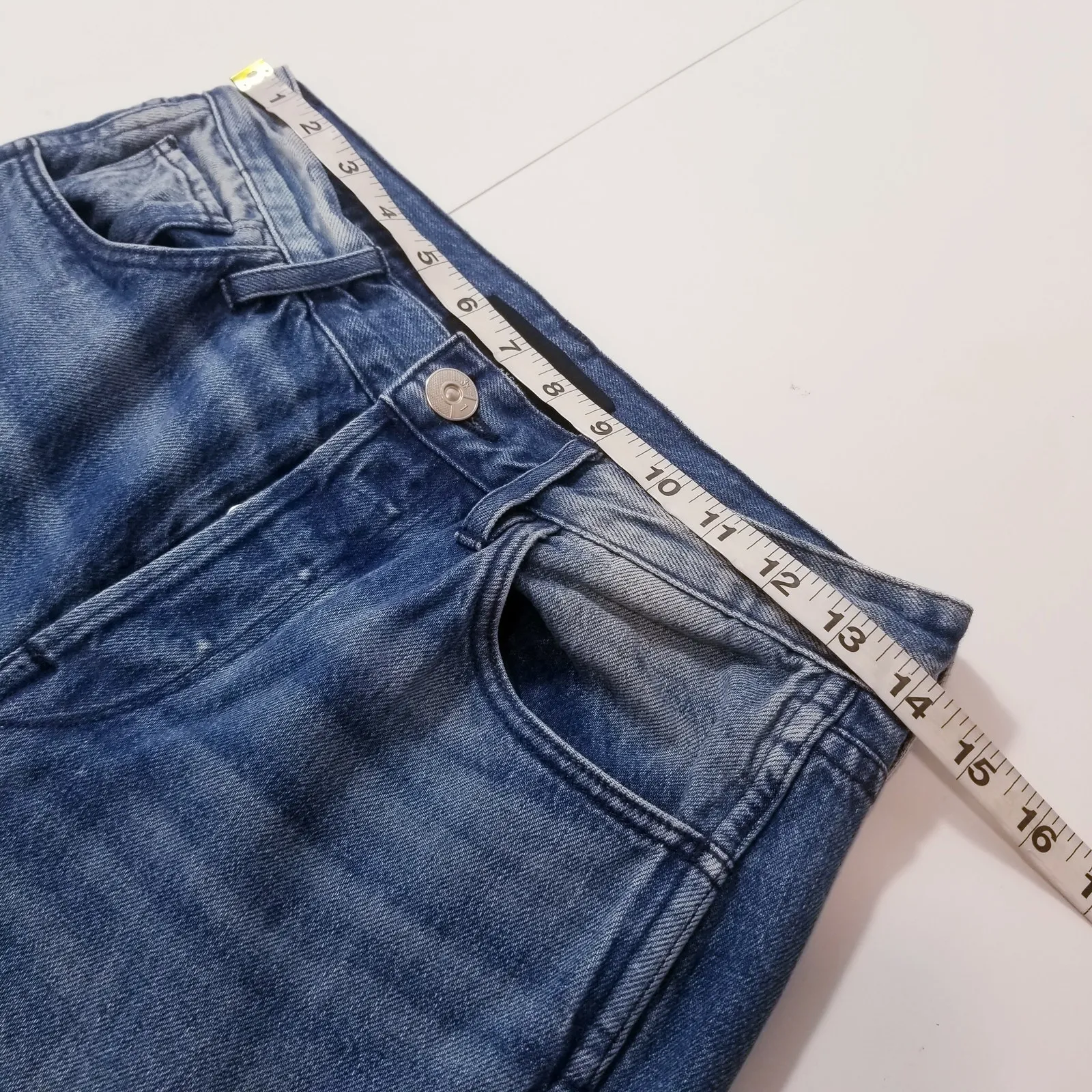 3x1 NYC Women size 27 ISLA High Rise Blue Jeans Frayed Hem Ankle Straight Leg - Image 5