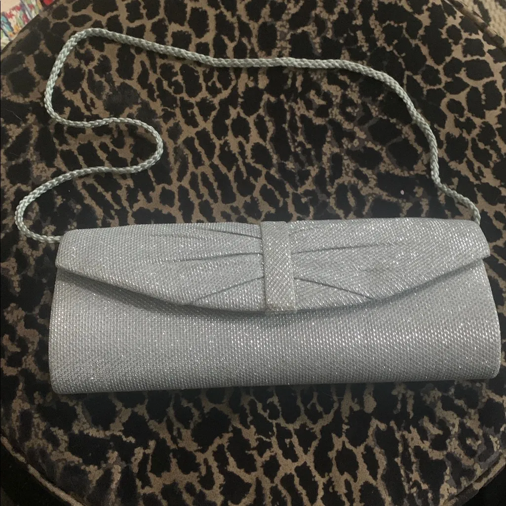 Silver Evening Clutch with Bow - Image 4