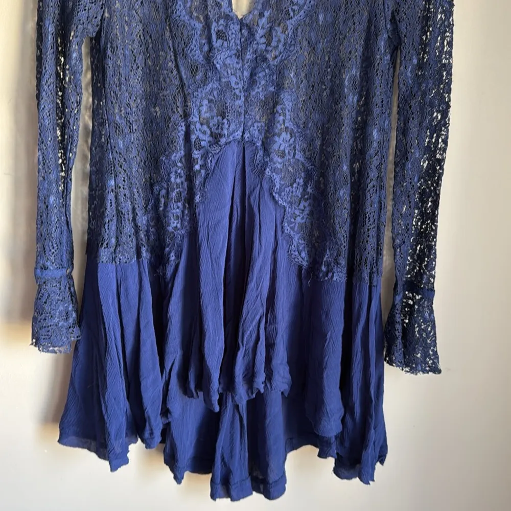 NEW FREE PEOPLE "TELL TALE" Pieced Lace Tunic Mini Dress  XS - Image 7