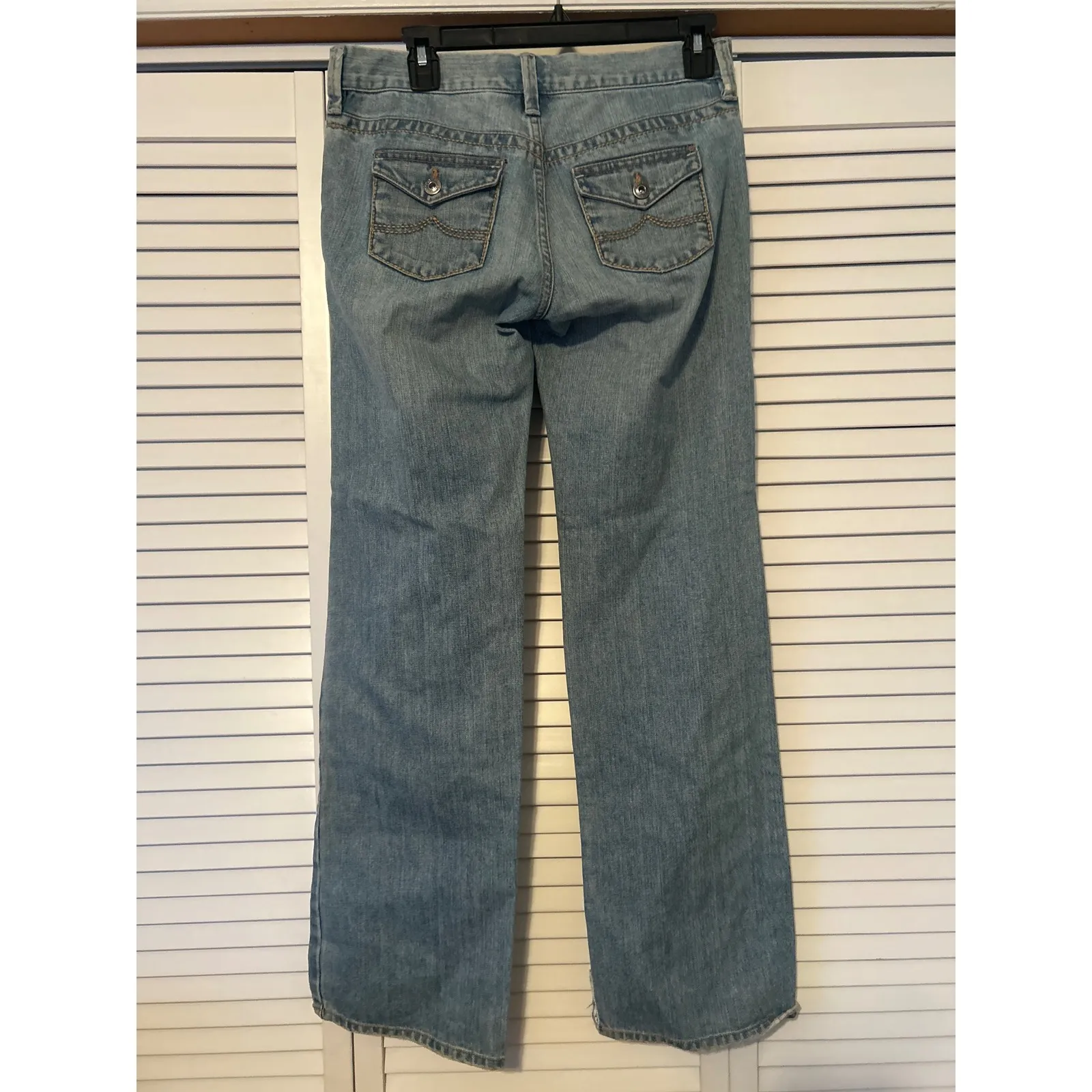 Vintage Old Navy Boy Cut Light Wash Denim Jeans Women Sz 4 Ultra Low Waist 2005 - Image 3