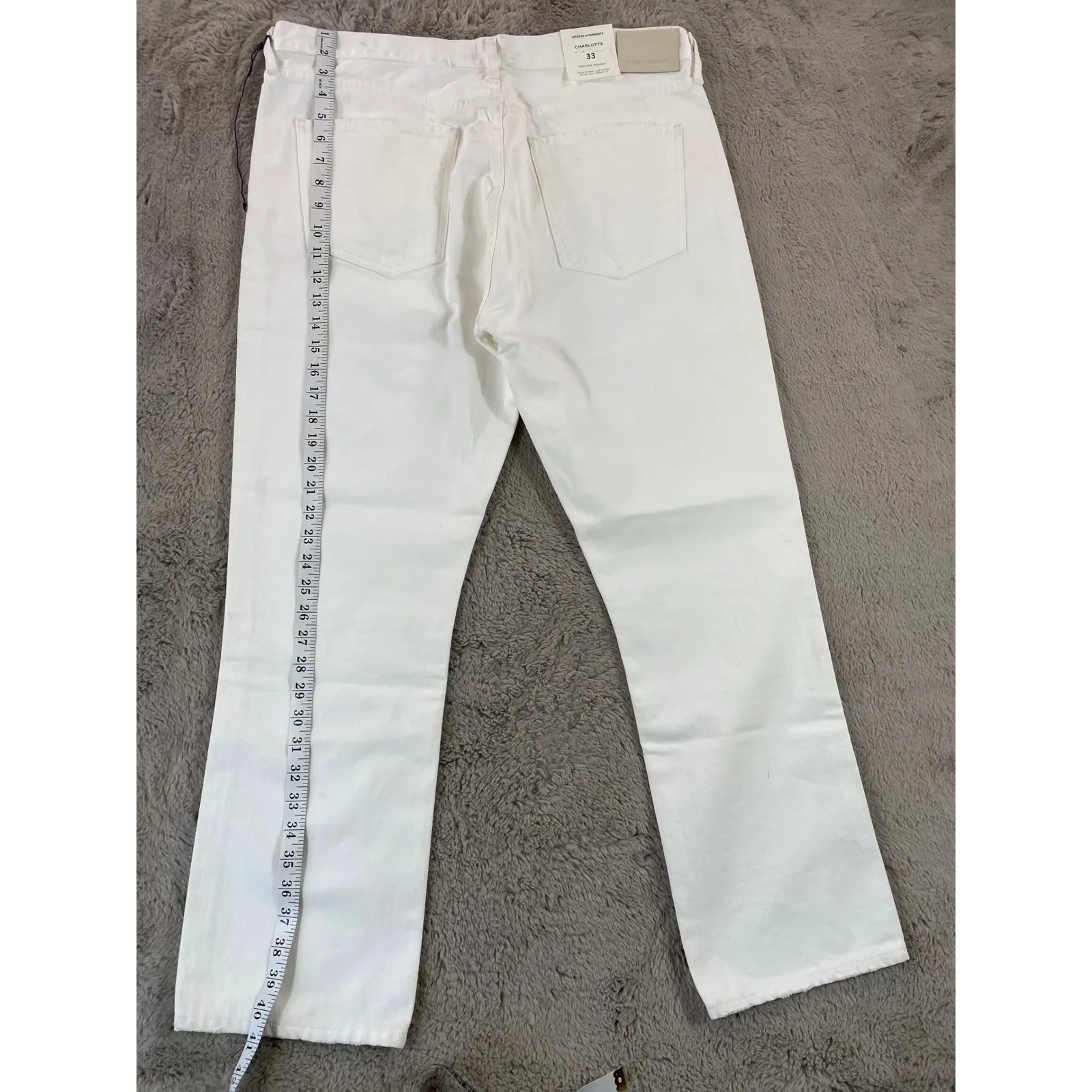 NWT Citizens of Humanity Charlotte High‎ Rise Straight Leg White Jeans 33 School - Image 10