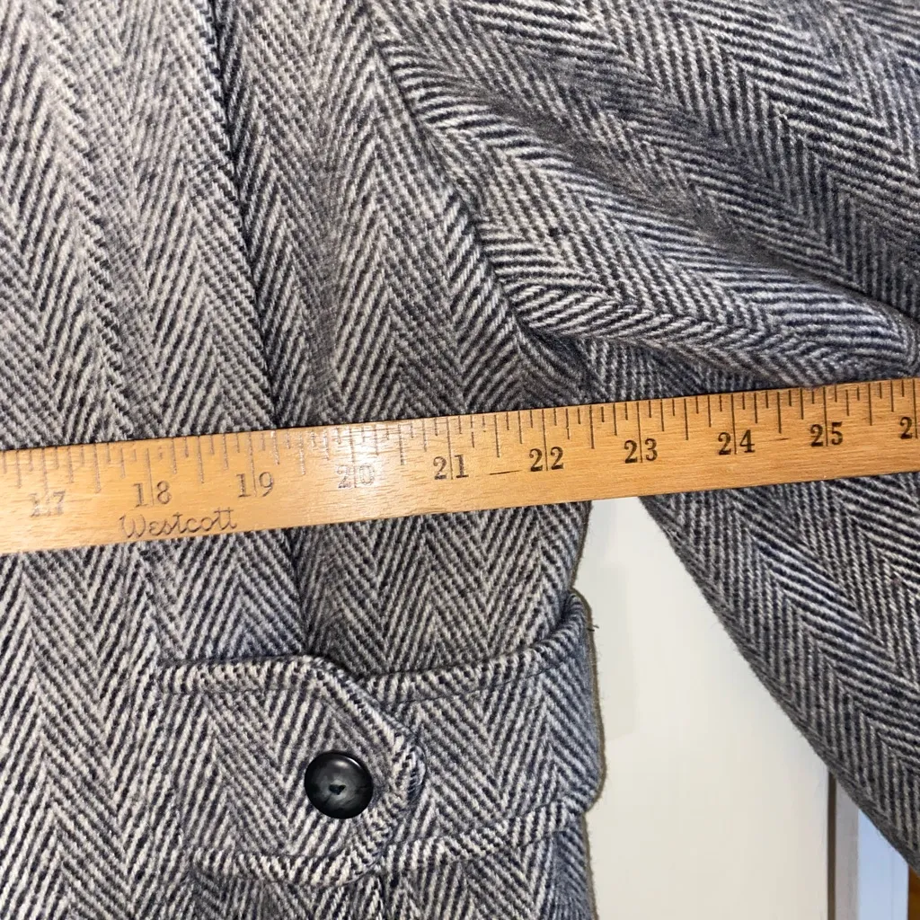 Vintage Union Made Abbmoore Wool Blend Grey Herringbone Coat/Jacket Made in USA Gray Size L - Image 2