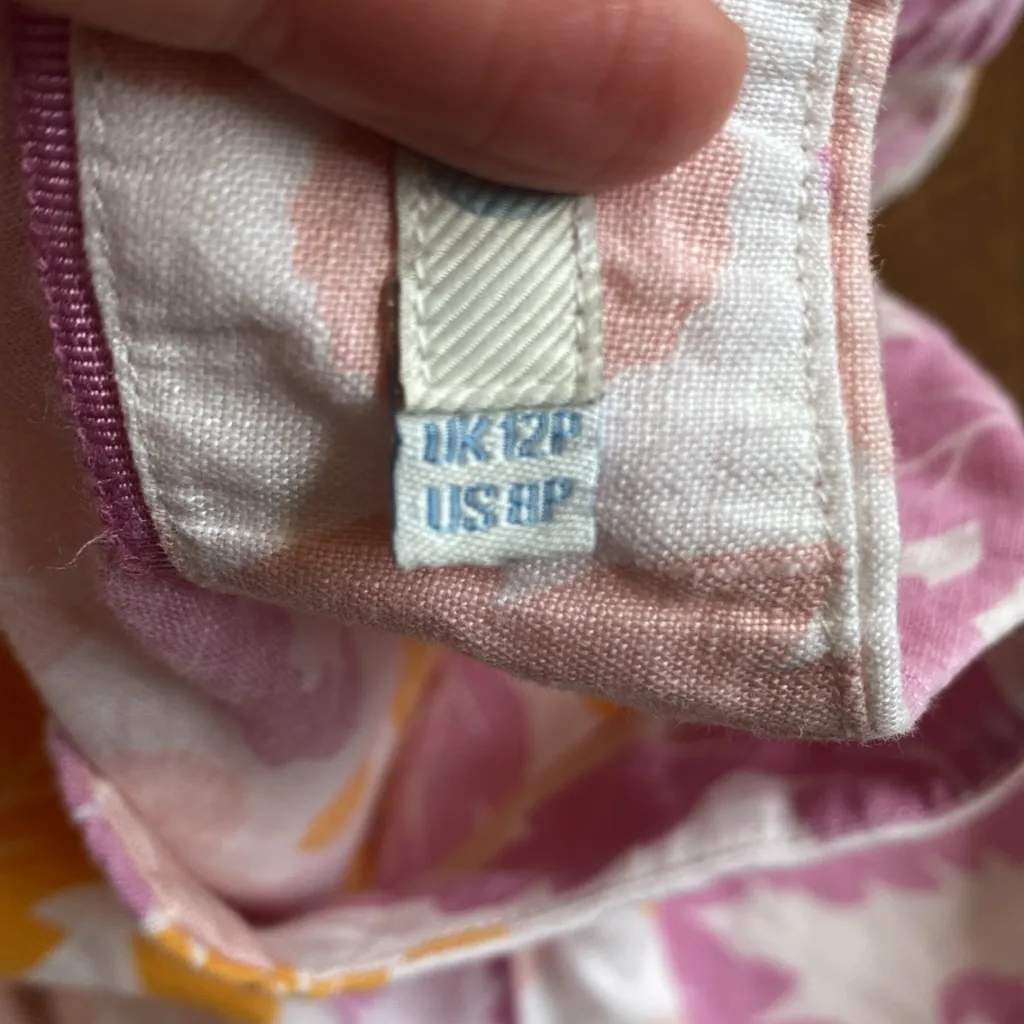 Boden 100% Linen Floral 3/4 Sleeve Shift Dress Side Zipper *Hole* Size 8P - Image 8