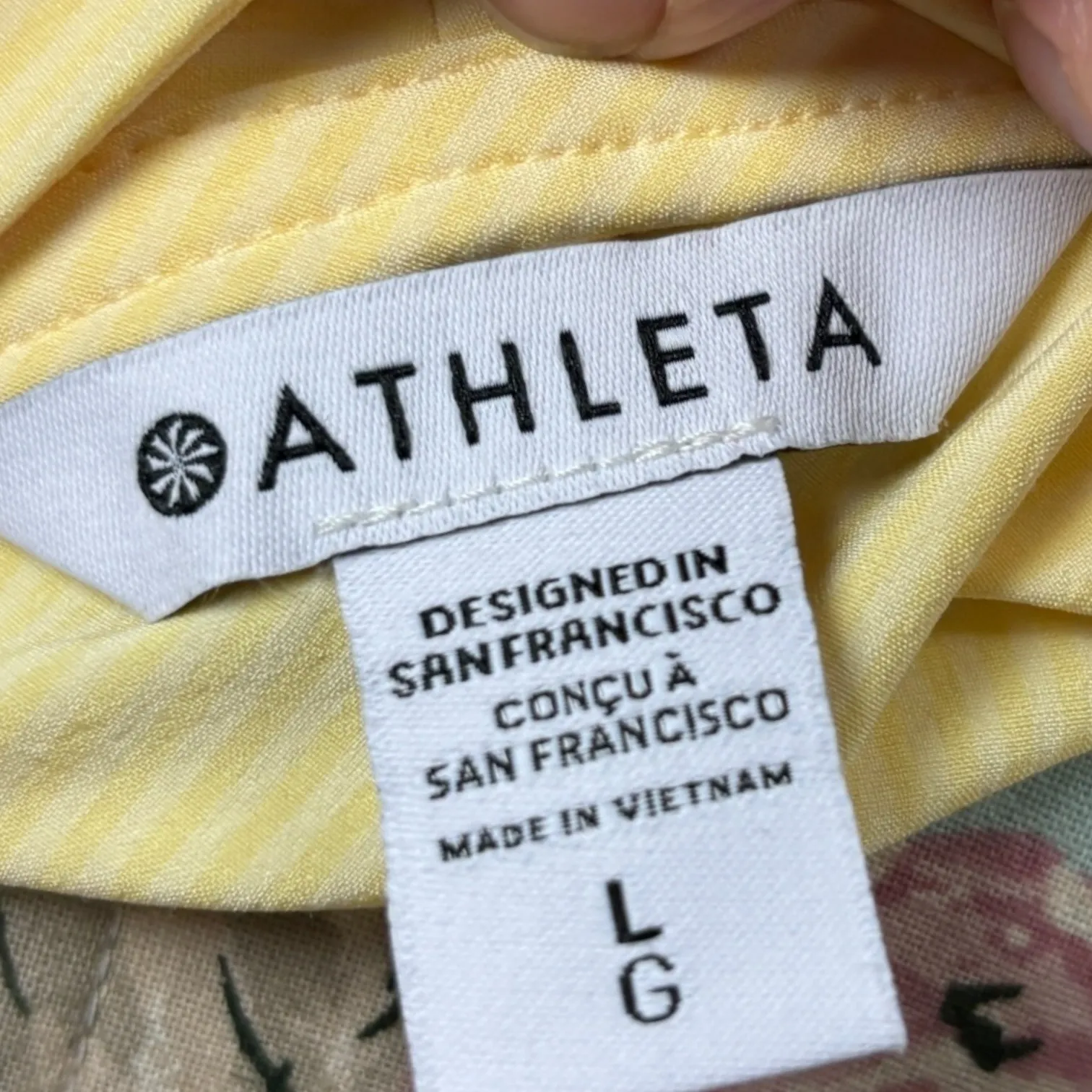 Athleta Newport Wrap Dress Yellow Pinstripe Short Sleeve Belted Midi Athletic L - Image 8