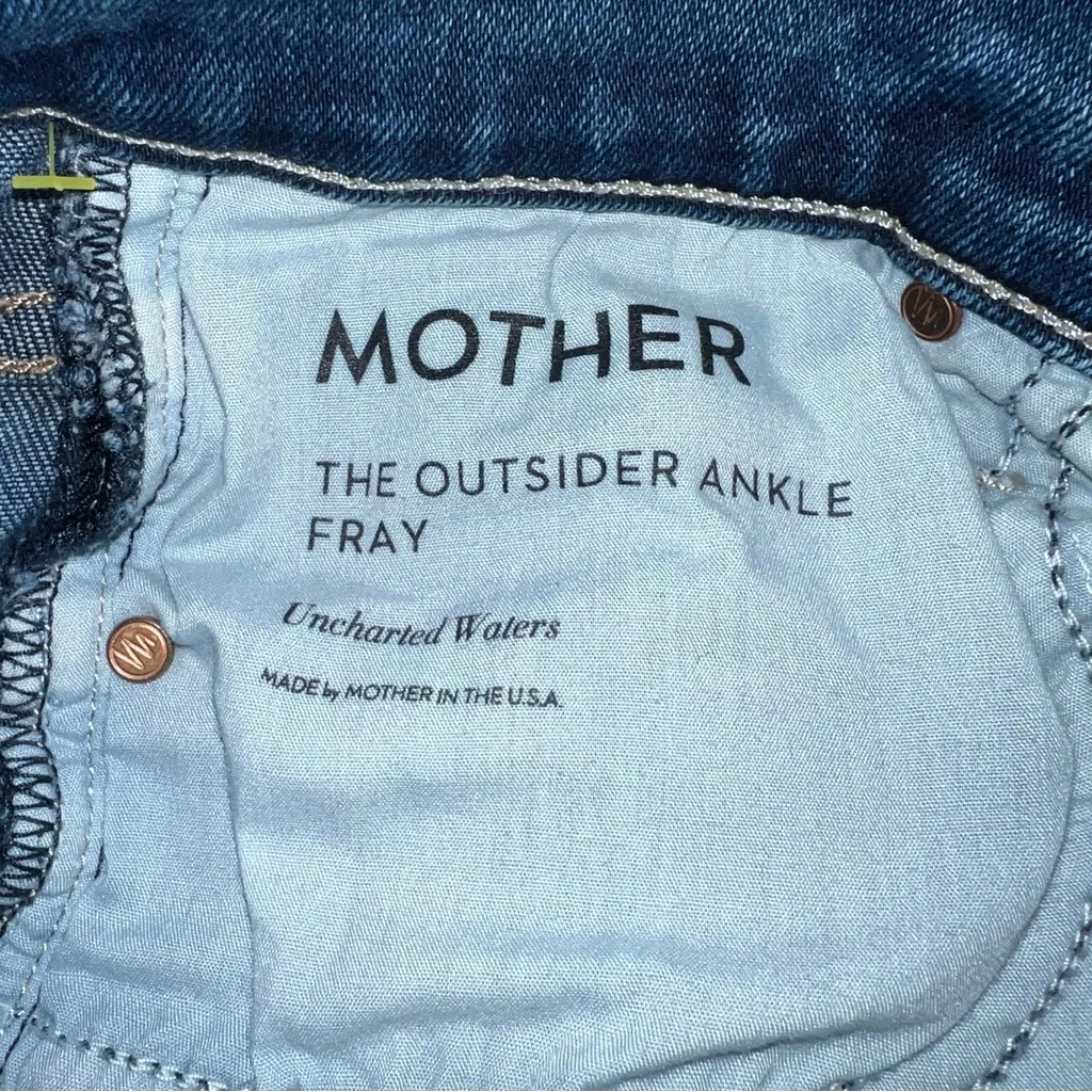 MOTHER The Outsider Ankle Fray Jeans Size 25 Uncharted Waters Blue Designer - Image 9
