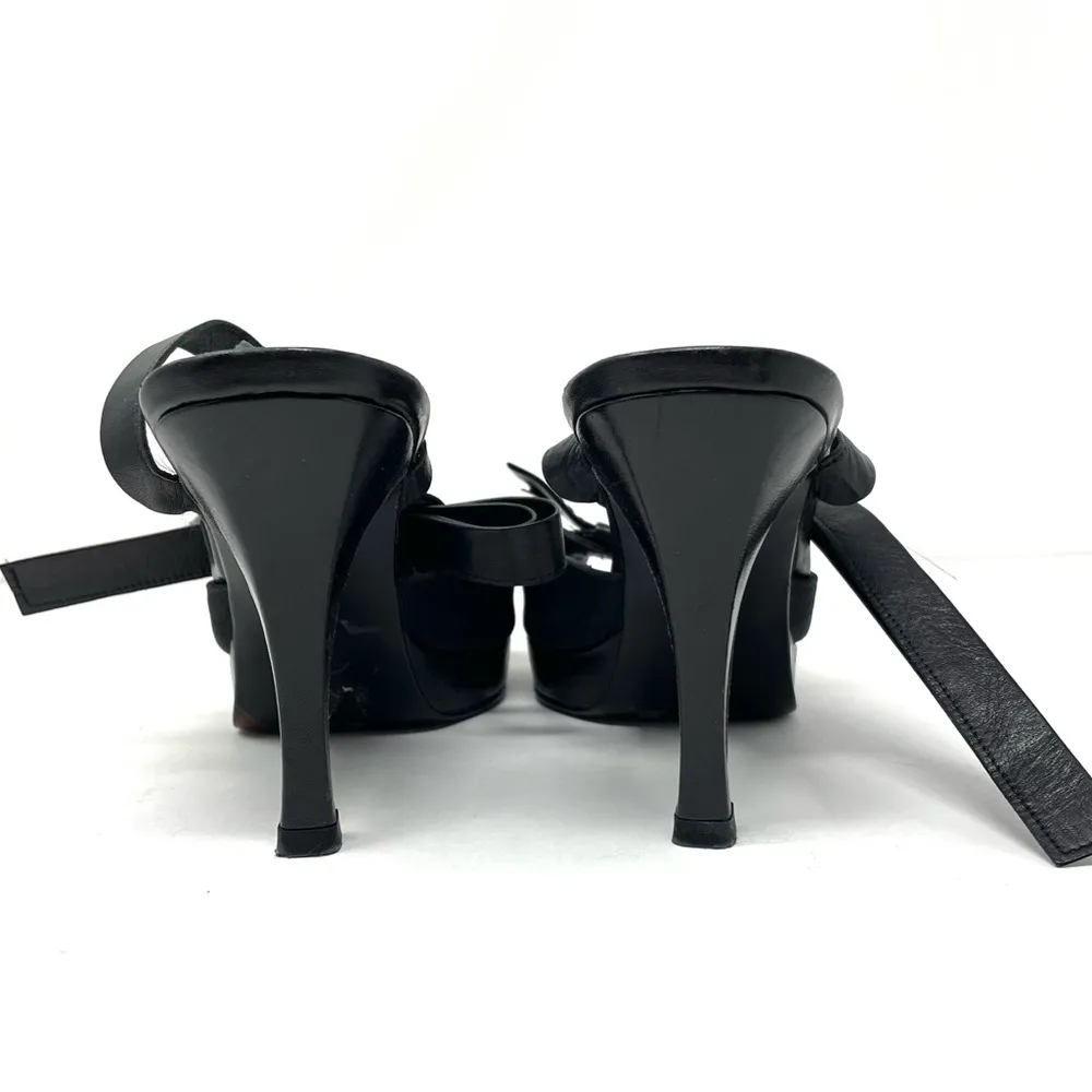 STUART WETIZMAN leather peep toe, ankle wrap heels, size 7.5, made in Spain - Image 7