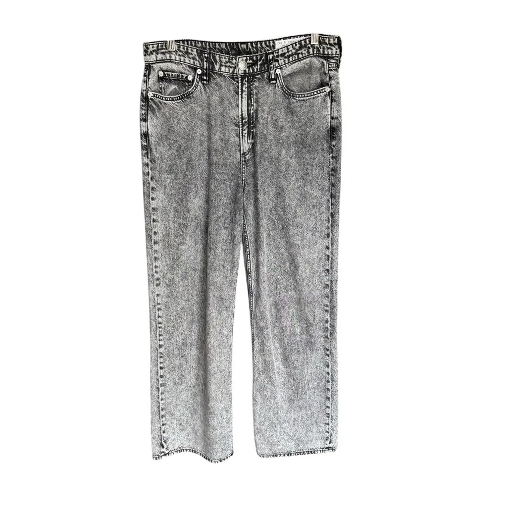 Rag & Bone - Logan Featherweight Mid-Rise Wide Leg Jeans Slate Grey Sz 28 - Image 4