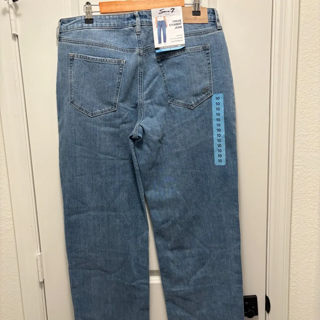 Seven7 High Rise Loose Straight Leg Jeans Size 10 NWT | Sustainable Denim - Image 6