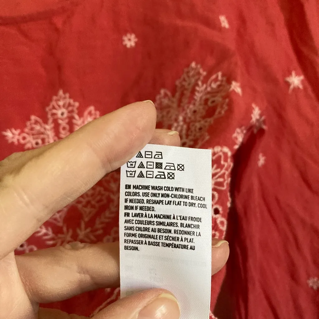 American Eagle Coral Eyelet Cropped Embroidered Bell Sleeve Blouse #Gr - Image 5