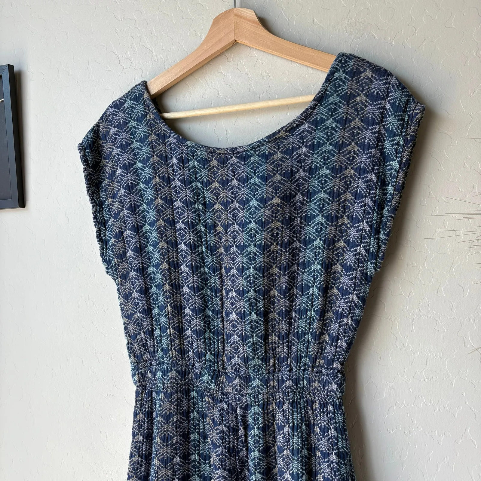 Ace & Jig Blue Woven Cotton Abstract Print‎ Short Sleeve Relaxed Jumpsuit Size S - Image 2