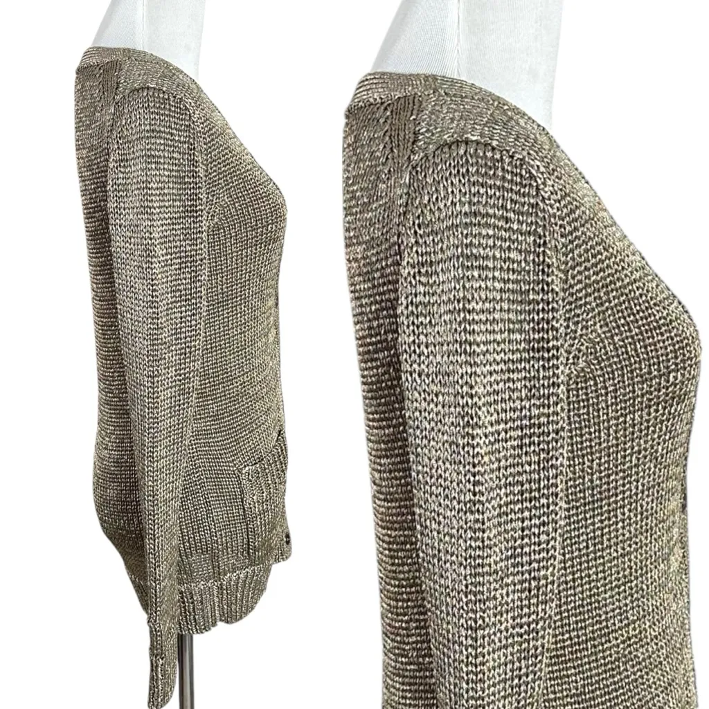 J.Crew Oralie Metallic Knit Cardigan Sweater in Bronze Gold Size XS Fall Preppy - Image 3