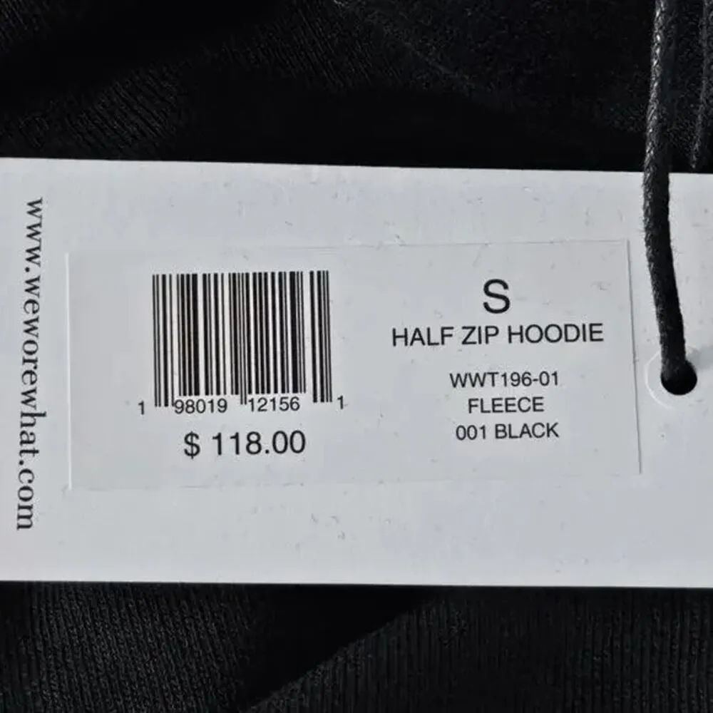 NWT WeWoreWhat Cropped Half Zip Fleece Cotton Hoodie Long Sleeve S Black #3404 - Image 8