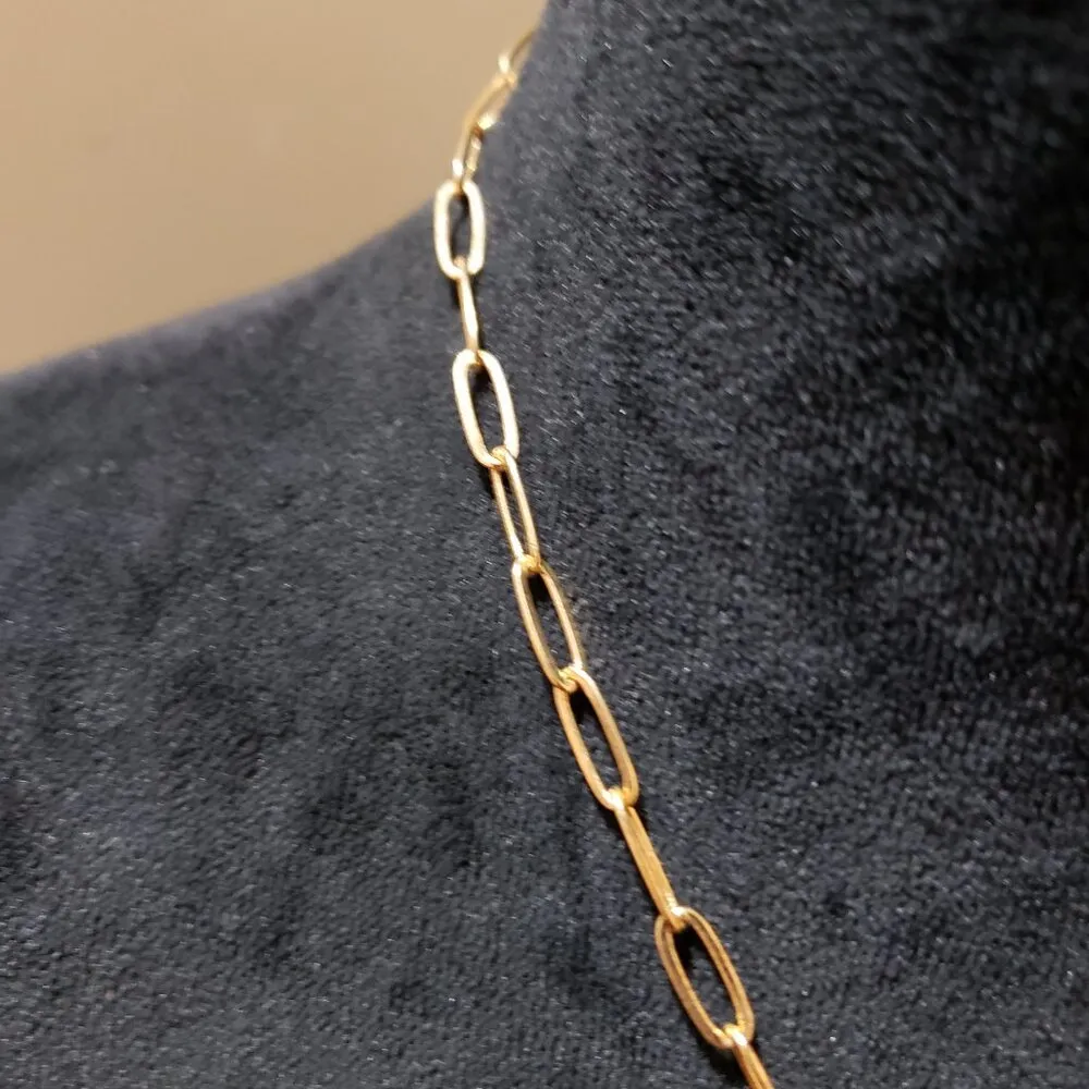 Womens Fashion Gold Tone Paper Clip Chain Heart Pendant Necklace w/ Toggle Clasp - Image 5